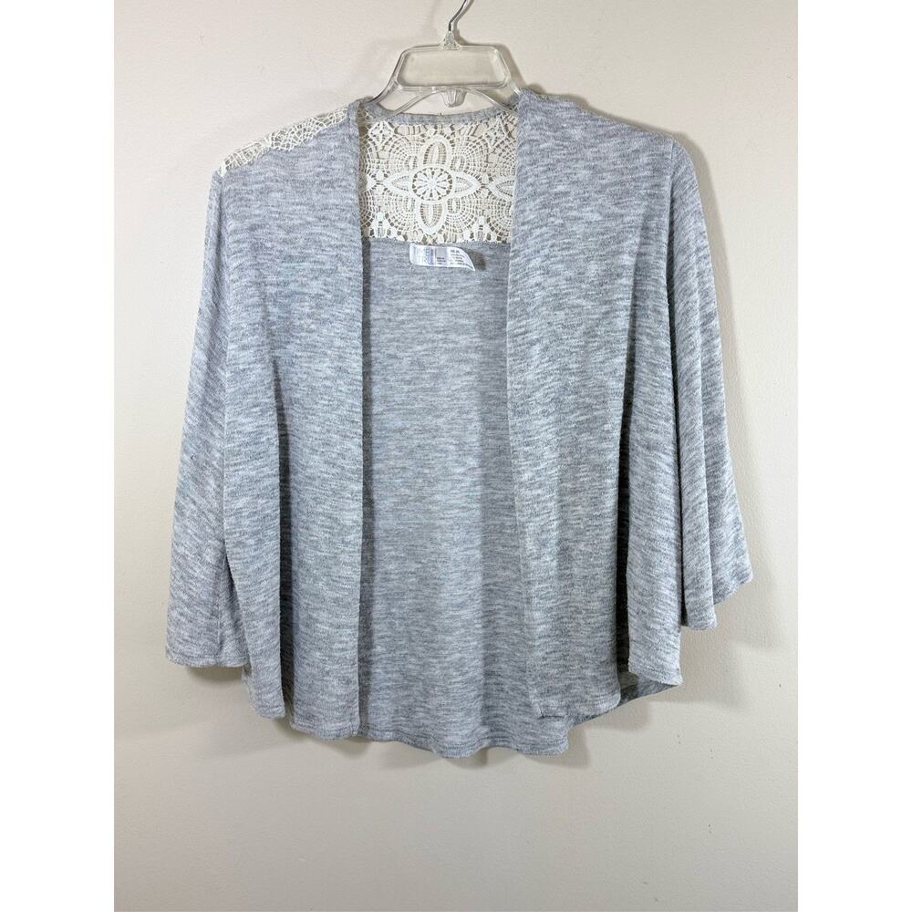 Women's XXL Gray Crochet Lace Cardigan Cottagecore Layering